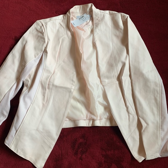 Light pink faux leather blazer